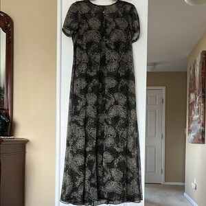 Dana Buchman Black and Cream Silk Floral Maxi Dress Set sz 8